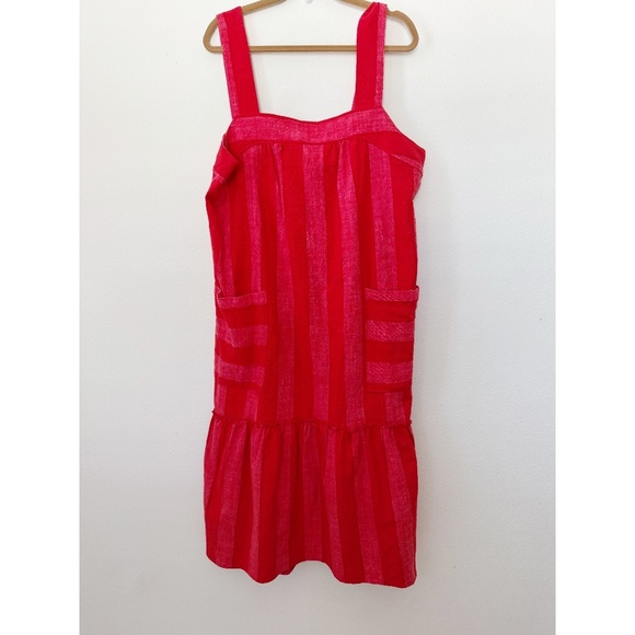 NEW Anthropologie MAEVE Red Tonal Striped Sleeveless Deep Pocket Dress XL NWT - Picture 3 of 9